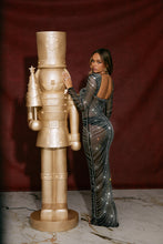 Load image into Gallery viewer, Sheer Mesh Black and Silver Dress
