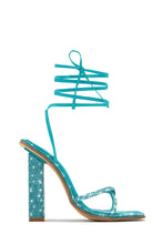 Load image into Gallery viewer, Aqua Blue Embellished High Heels
