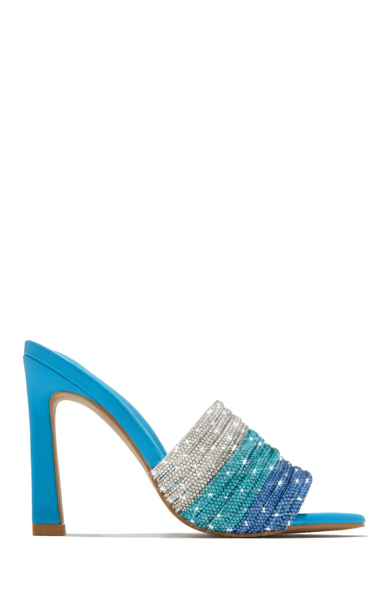 Miss Lola Feeling Myself Blue Embellished High Heel Mules MISS LOLA
