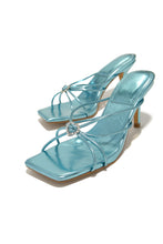 Load image into Gallery viewer, Pure Love Embellished Mid Heel Mules - Blue Metallic
