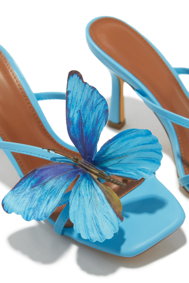 Load image into Gallery viewer, Mariposa Butterfly Mule Heels - Blue
