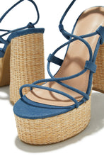 Load image into Gallery viewer, Blue Vacation Chunky Heels
