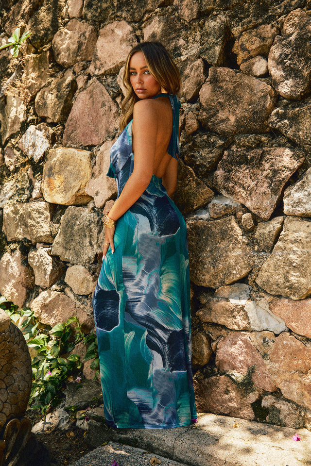 Load image into Gallery viewer, Navy Blue Printed Maxi
