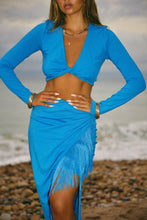 Load image into Gallery viewer, Blue Fringe Skirt Set

