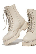 Load image into Gallery viewer, Ivory Bone Lace Up Boots
