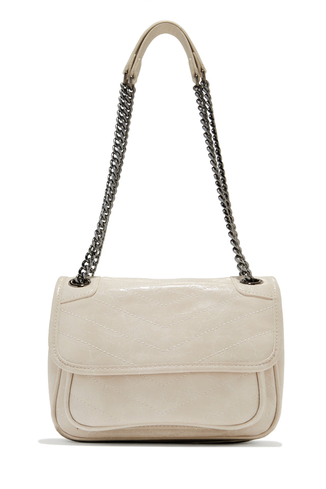 Alicia Quilted Flap Crossbody Bag Ivory