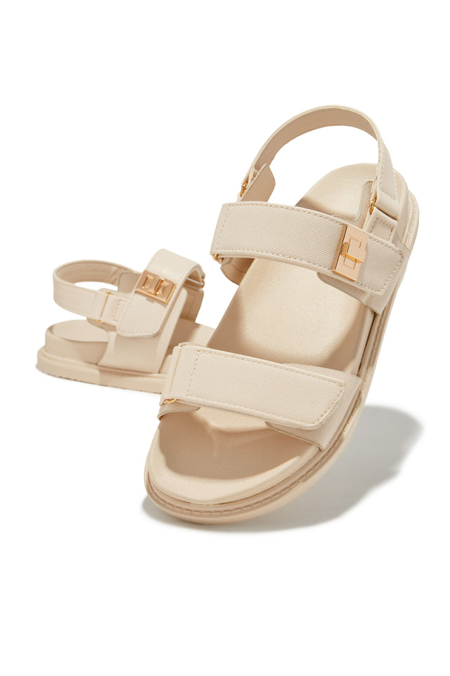 Miss Lola | Zaree Bone Chunky Sandals – MISS LOLA