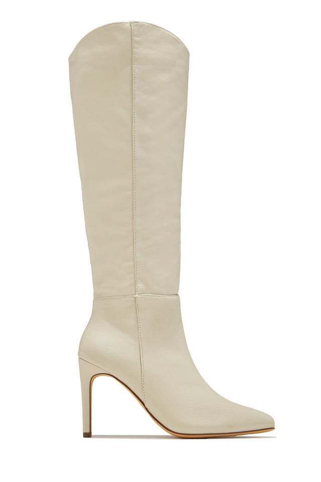 Load image into Gallery viewer, Portia Knee High Heel Boots - Bone
