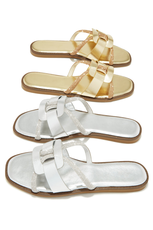 Load image into Gallery viewer, Del Sol Embellished Slip On Sandals - Silver
