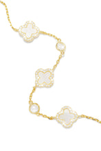 Load image into Gallery viewer, Gold-Tone Adjustable Bracelet with Embellished Clover Pendants

