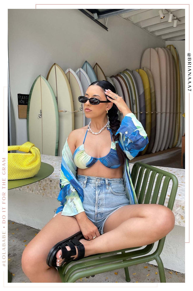 Load image into Gallery viewer, Bajo El Sol Cover Up Top - Blue Print
