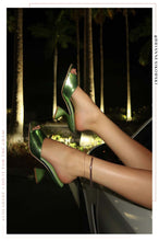 Load image into Gallery viewer, Racquel Mid Heel Mules - Green
