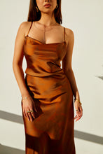 Load image into Gallery viewer, Rust Tan Maxi Dress with Adjustable Shoulder Straps
