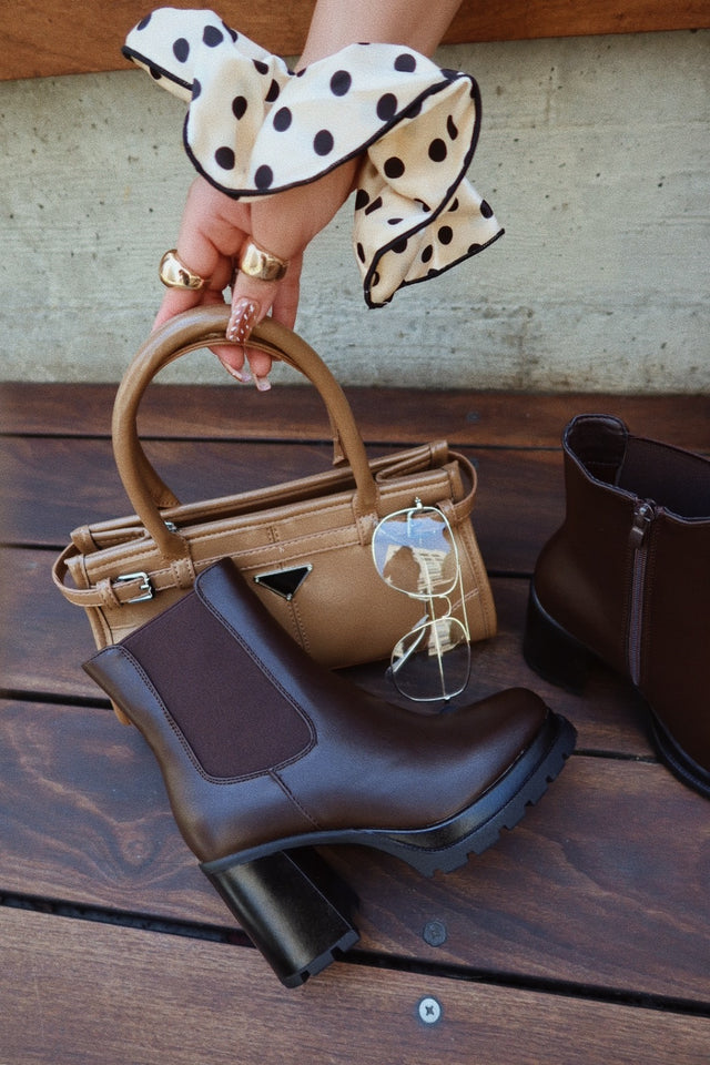Brooklyn Block Heel Ankle Boots - Brown