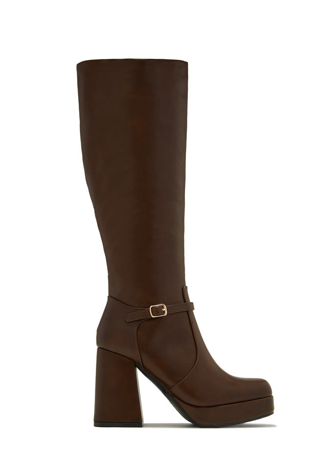 Load image into Gallery viewer, Hazelle Platform Block Heel Boots - Brown
