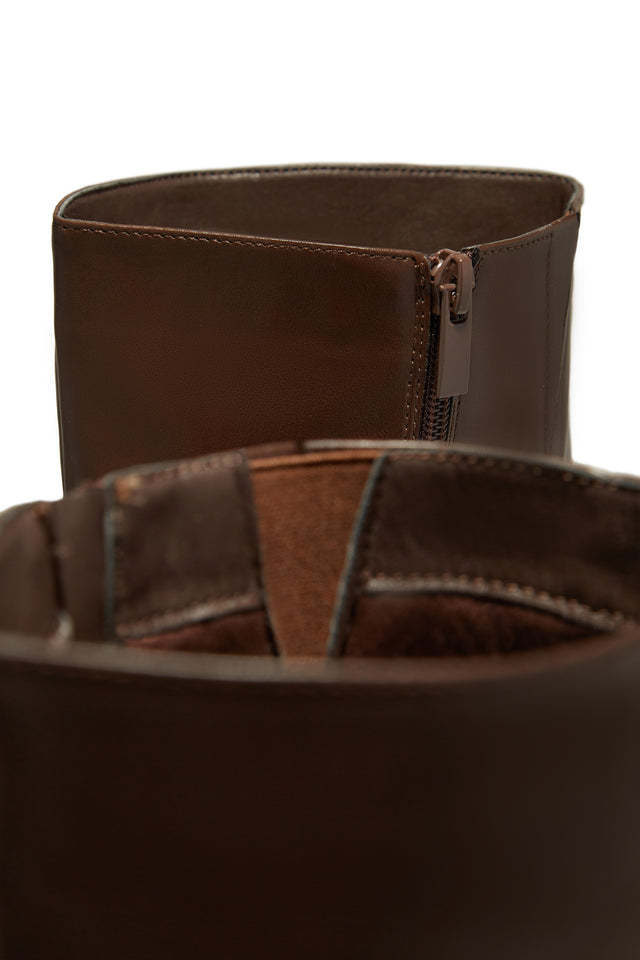 Load image into Gallery viewer, Hazelle Platform Block Heel Boots - Brown
