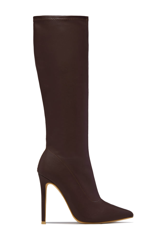 Load image into Gallery viewer, So Dramatic Knee High Heel Boots - Brown
