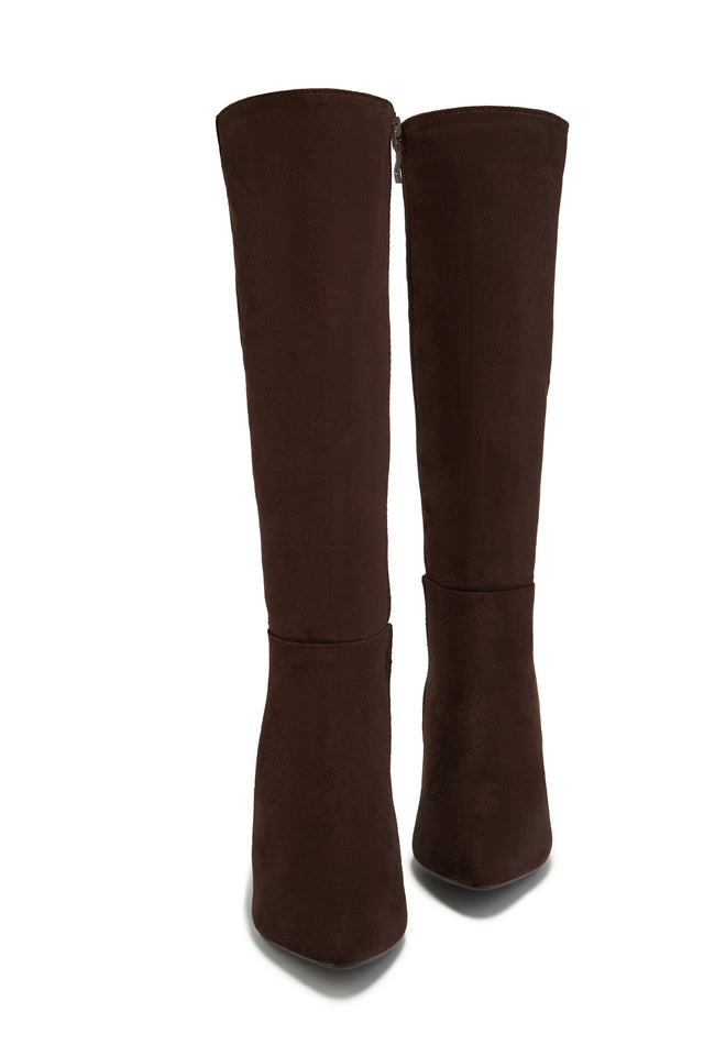 Load image into Gallery viewer, Fine Time Block Heel Knee High Boots - Brown Suede

