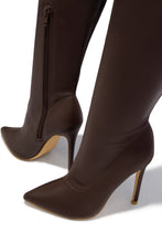 Load image into Gallery viewer, So Dramatic Knee High Heel Boots - Brown
