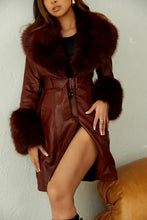 Load image into Gallery viewer, Elle Faux Fur Trim Belted Coat – Rust
