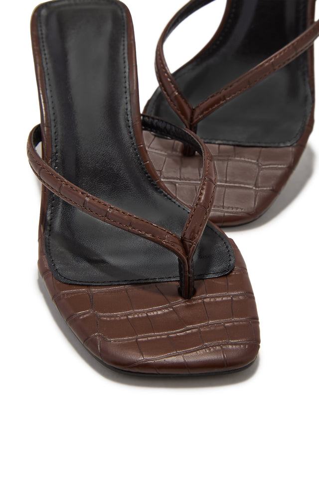 Deidra Mid Heel Mules - Brown