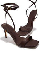 Load image into Gallery viewer, Viana Ankle Strap Mid Heels - Brown
