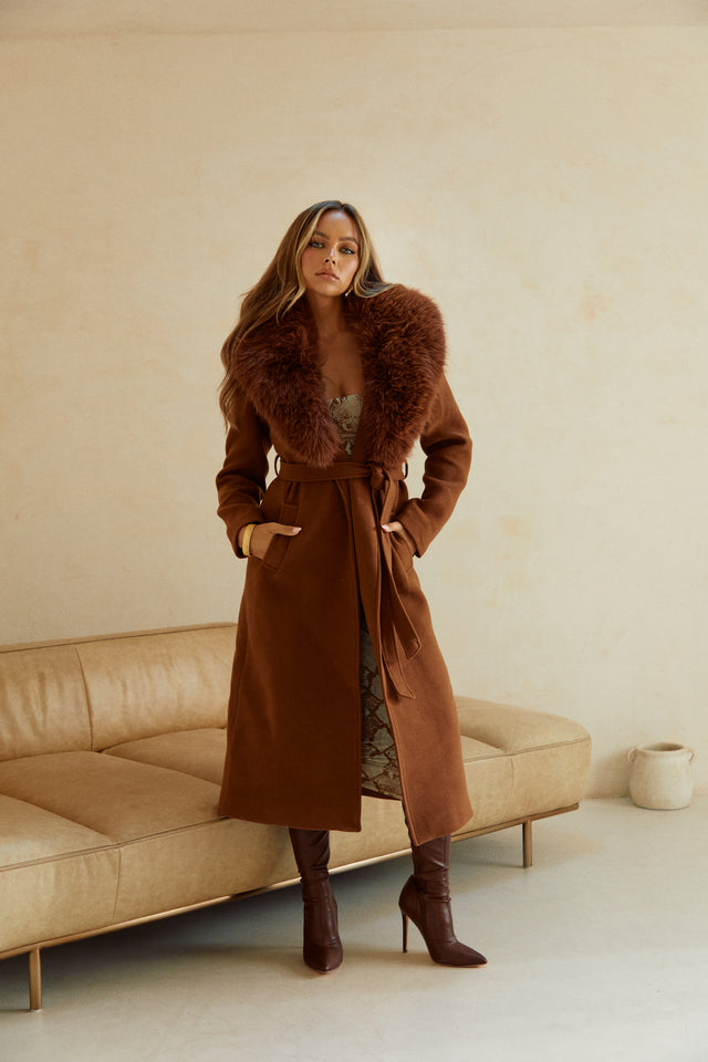 Load image into Gallery viewer, Brown Faux Coat
