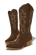 Load image into Gallery viewer, Brown Western Style Pointed Toe Boots
