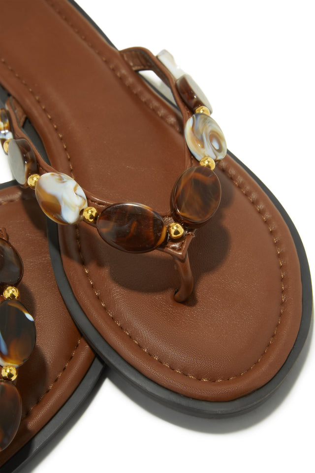Load image into Gallery viewer, Kehlani Slip On Thong Strap Sandals - Brown

