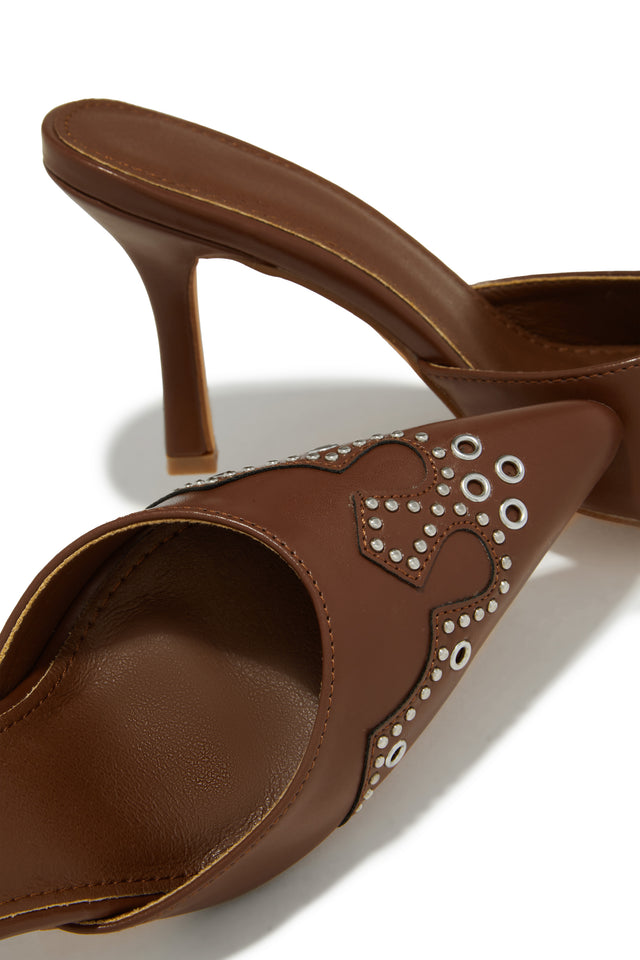 Load image into Gallery viewer, Lauryn Pump Heel Mules - Brown
