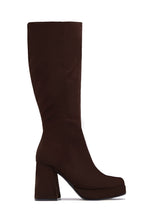 Load image into Gallery viewer, Hudson Platform Block Heel Boots - Brown Suede

