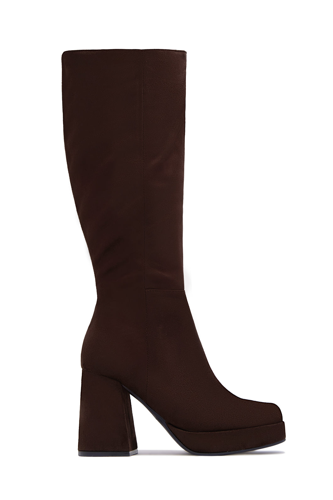 Hudson Platform Block Heel Boots - Brown Suede