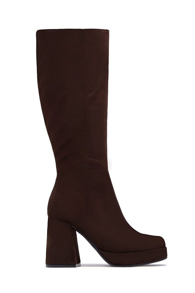 Load image into Gallery viewer, Hudson Platform Block Heel Boots - Brown Suede
