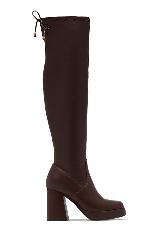 Load image into Gallery viewer, Ayanna Over The Knee Block Heel Boots - Brown
