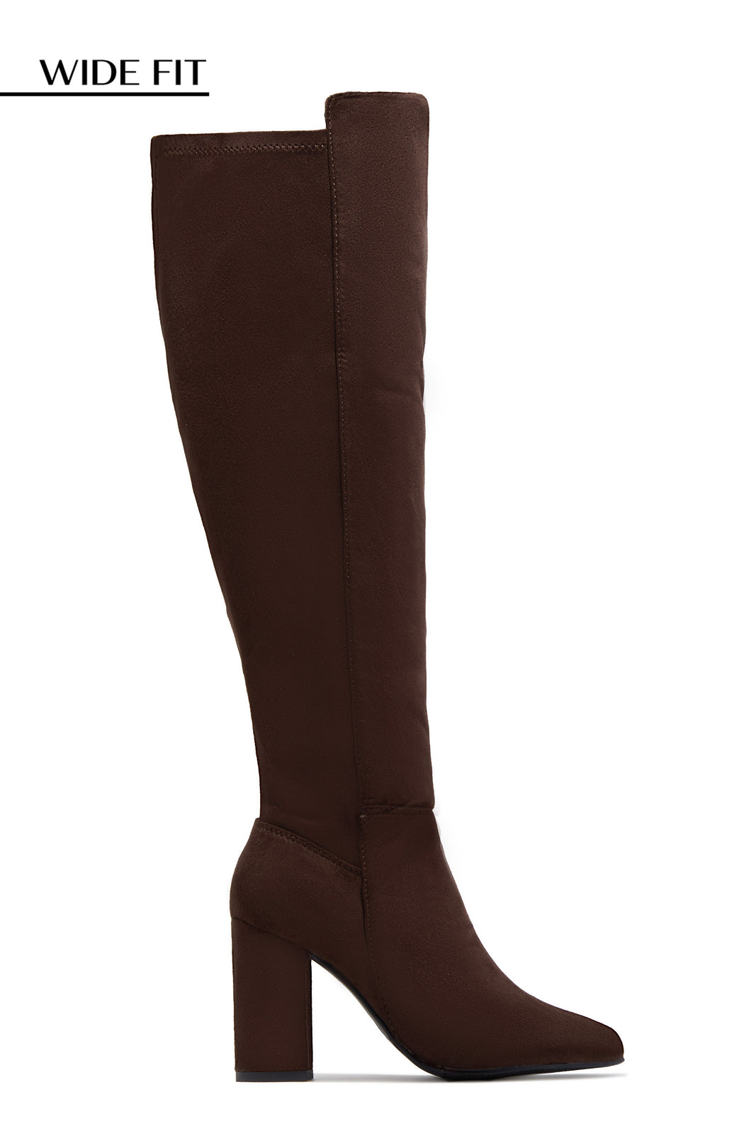 Colette Wide Fit Block Heel Boots - Brown Suede