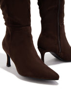 Load image into Gallery viewer, Zama Knee High Heel Boots - Brown Suede
