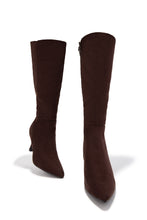 Load image into Gallery viewer, Zama Knee High Heel Boots - Brown Suede
