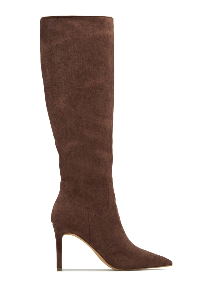 Load image into Gallery viewer, Nissa Knee High Heel Boots - Brown
