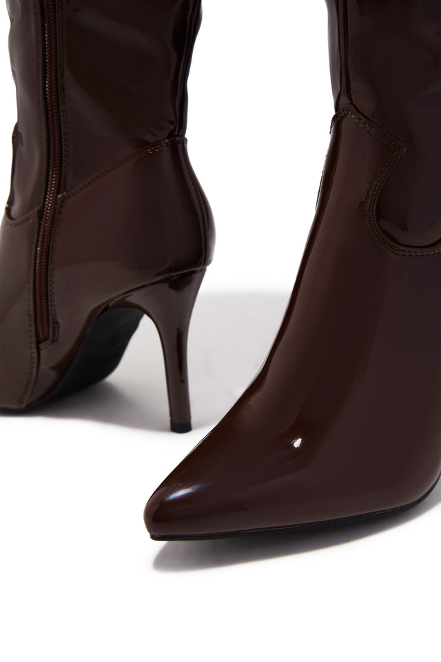 Load image into Gallery viewer, Naydine Knee High Heel Boots - Brown
