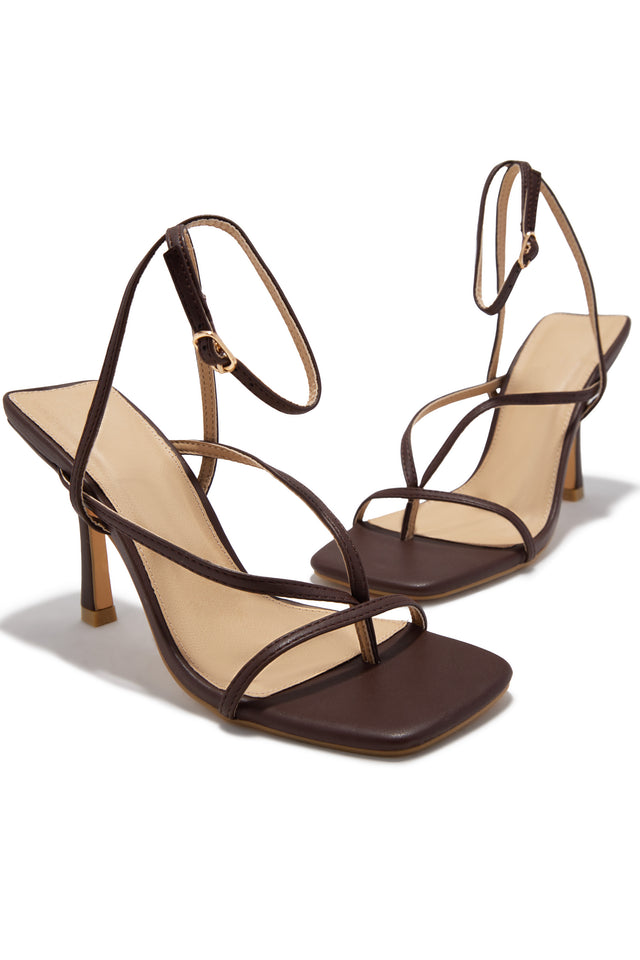 Load image into Gallery viewer, Eren Ankle Strap Heels - Brown
