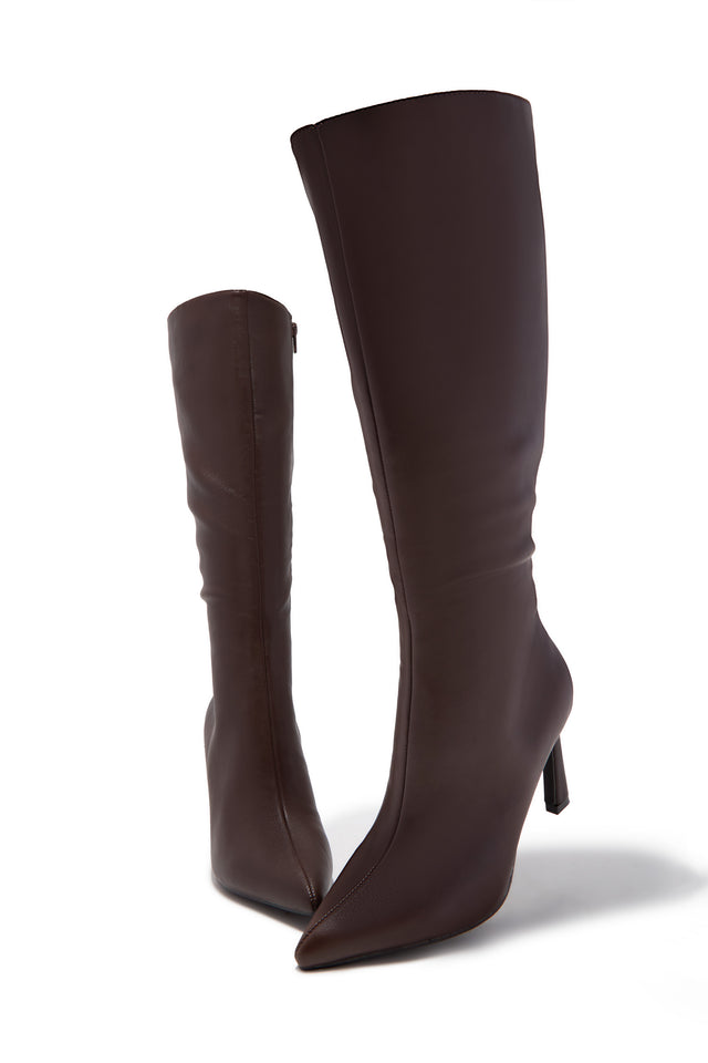 Load image into Gallery viewer, Kymmie Below The Knee Heel Boots - Brown
