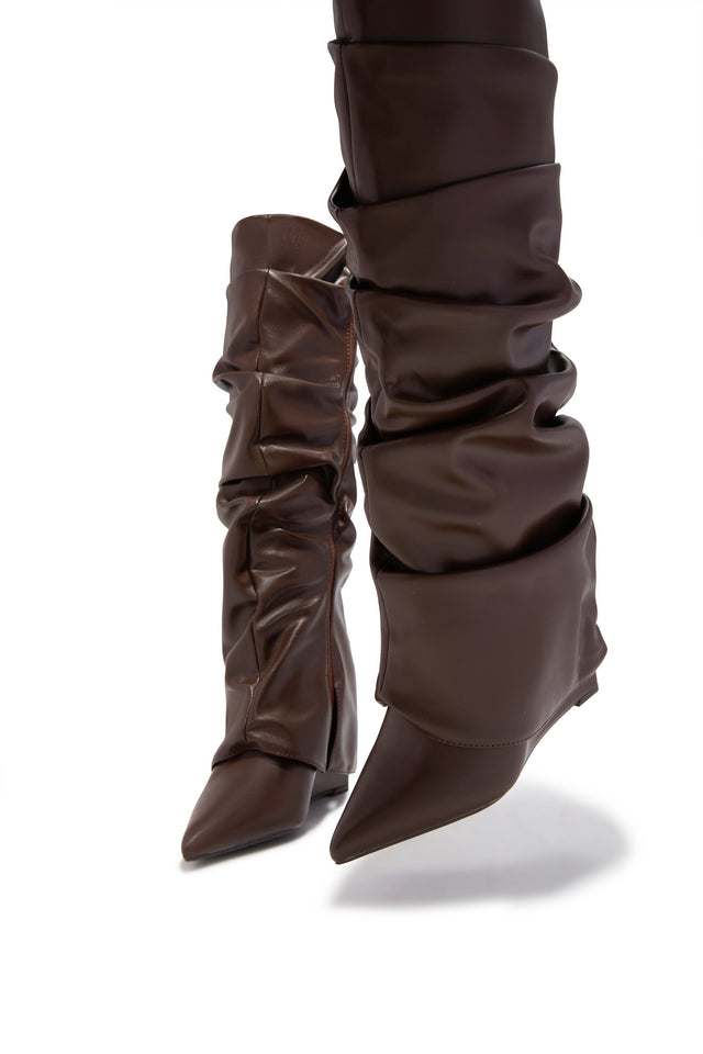 Load image into Gallery viewer, Kourtney Wedge Heel Shark Boots - Brown
