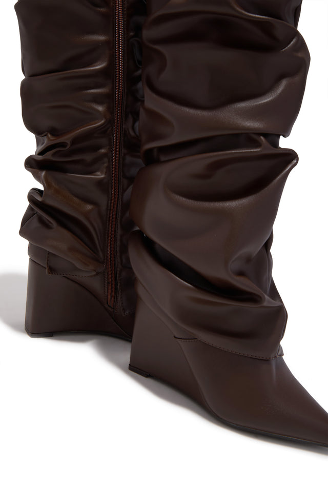 Load image into Gallery viewer, Kourtney Wedge Heel Shark Boots - Brown
