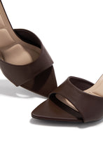 Load image into Gallery viewer, Hallie Pointed Toe Mid Heel Mules - Brown
