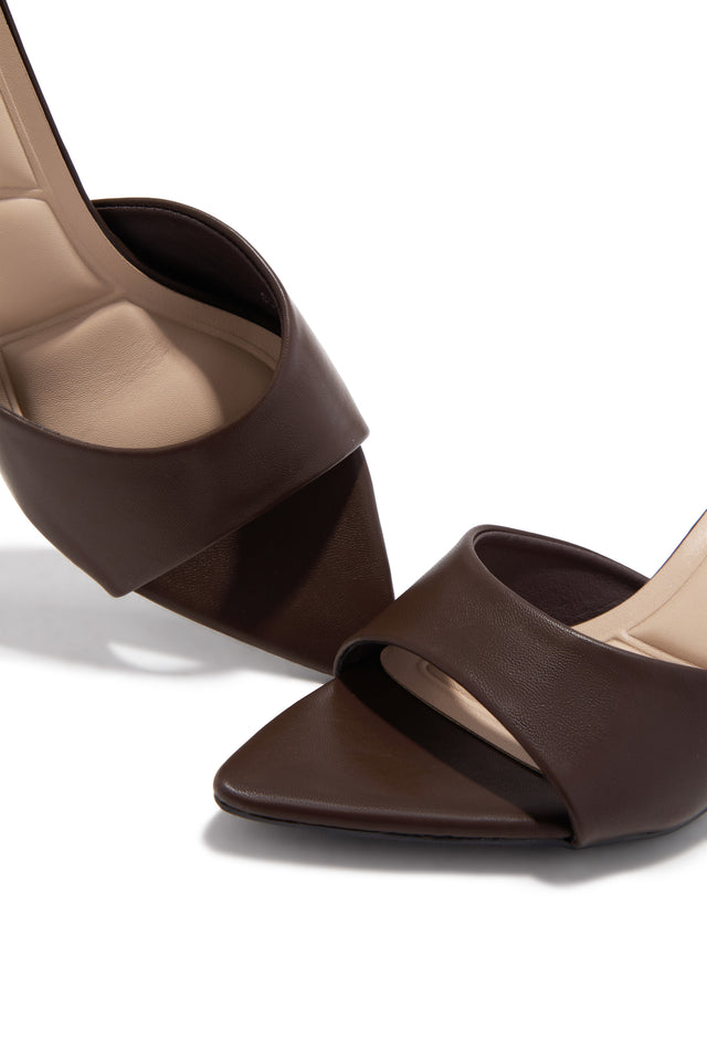 Load image into Gallery viewer, Hallie Pointed Toe Mid Heel Mules - Brown
