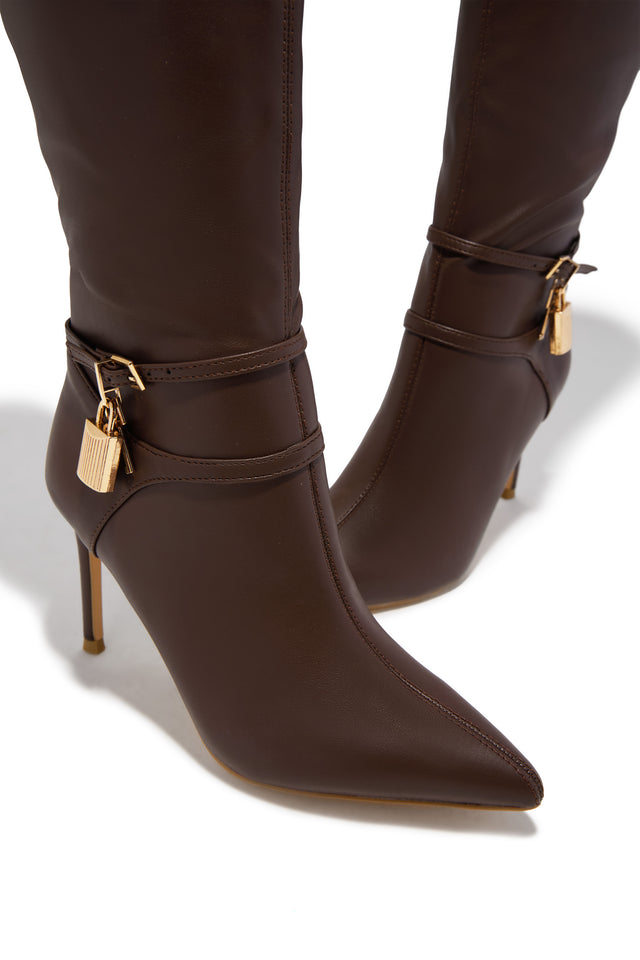 Load image into Gallery viewer, Kya Below The Knee Heel Boots - Brown
