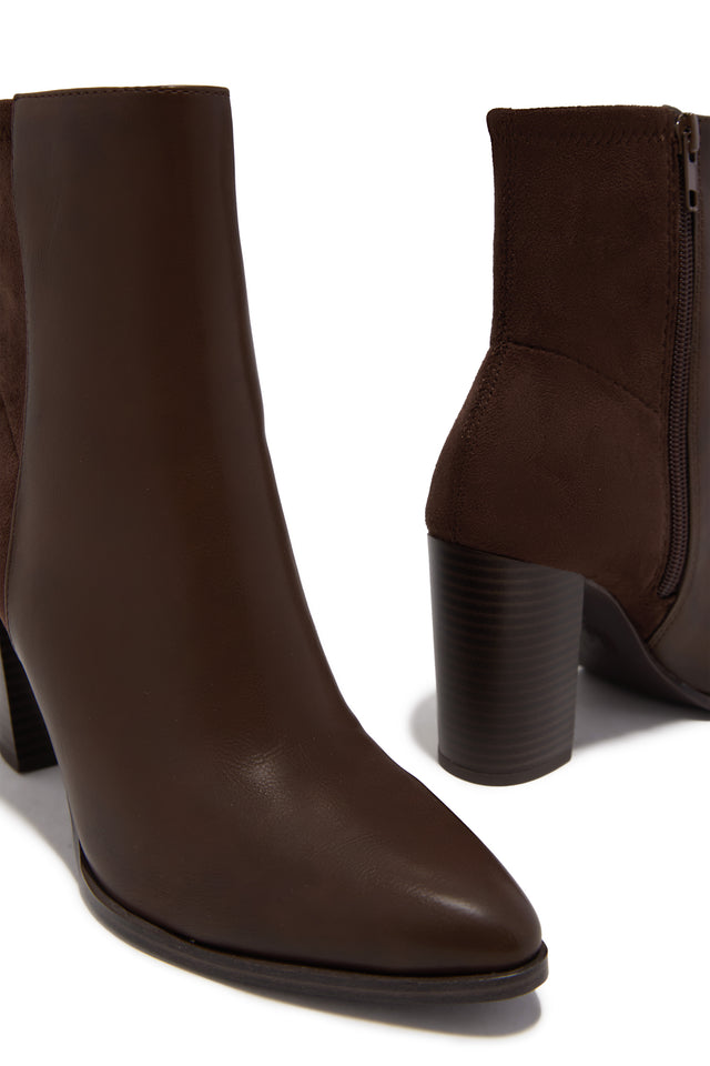 Madelyn Block Heel Ankle Boots - Brown
