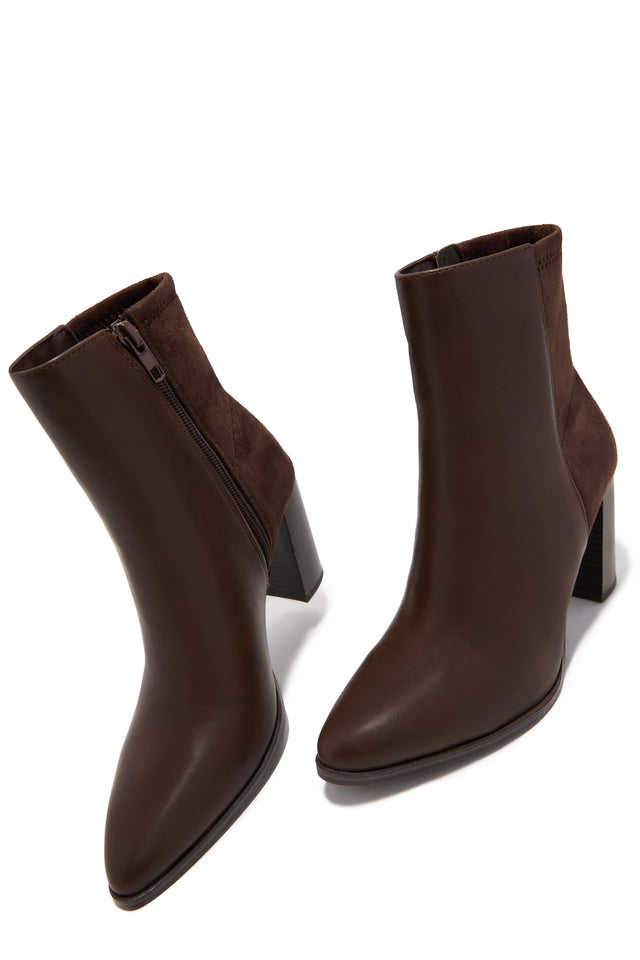 Madelyn Block Heel Ankle Boots - Brown