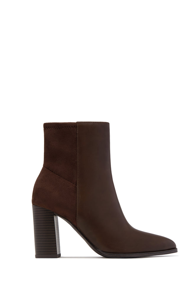 Madelyn Block Heel Ankle Boots - Brown