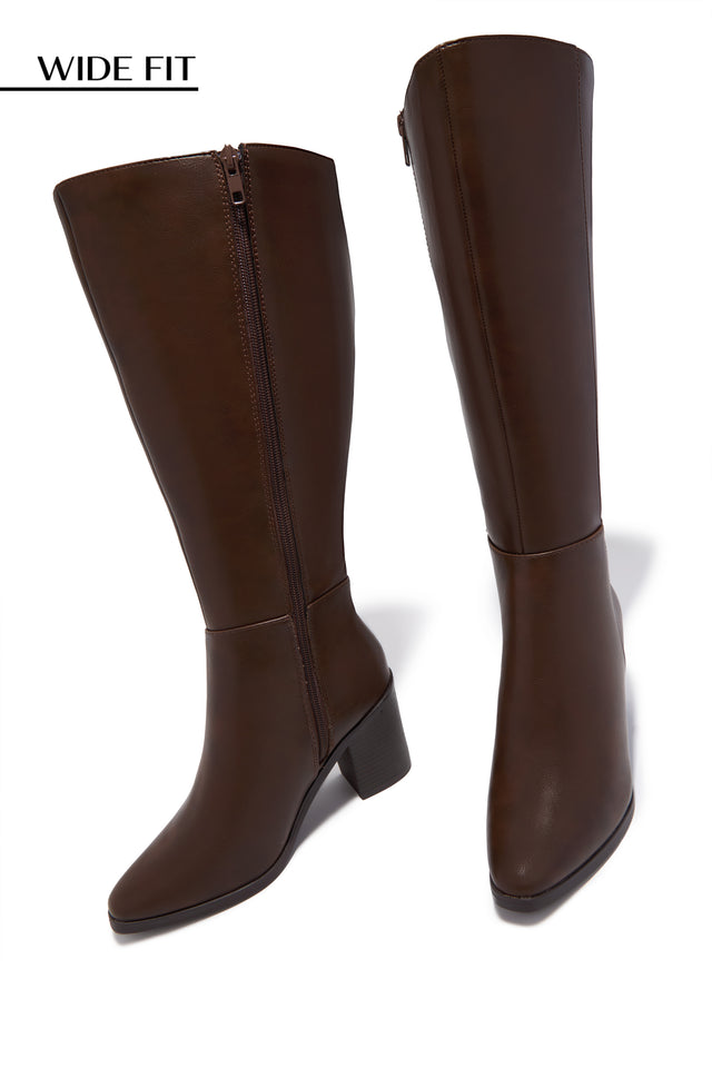 Load image into Gallery viewer, Draya Wide Fit Block Heel Boots - Brown
